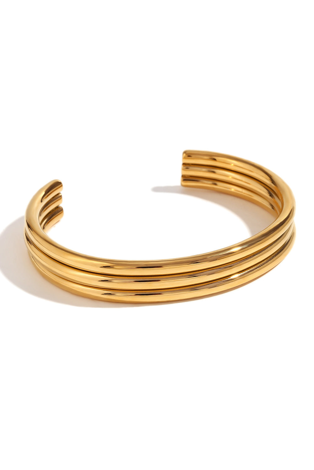 Gold Three Layered Notched Design Bangle Threaded Pear
