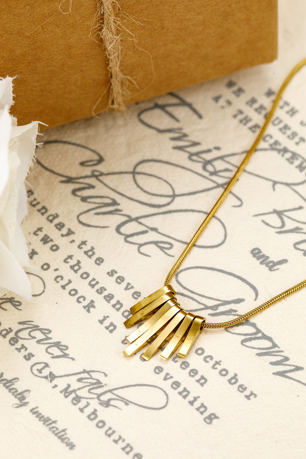 Gold Asymmetric Bar Pendant Necklace - Get it from Bo
