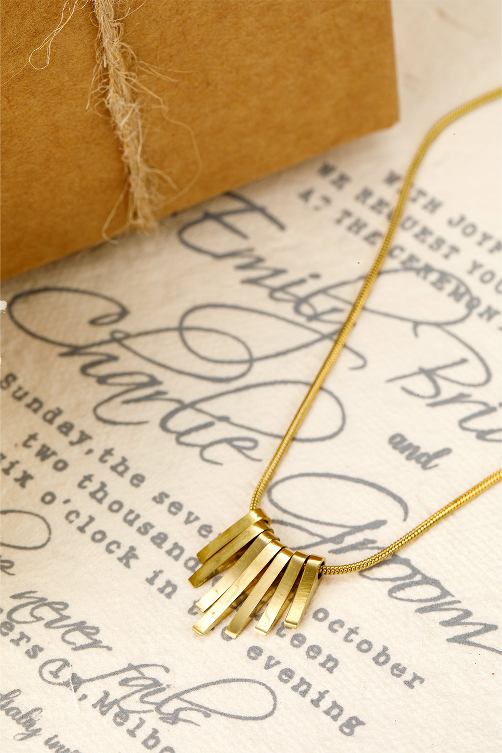 Gold Asymmetric Bar Pendant Necklace - Get it from Bo