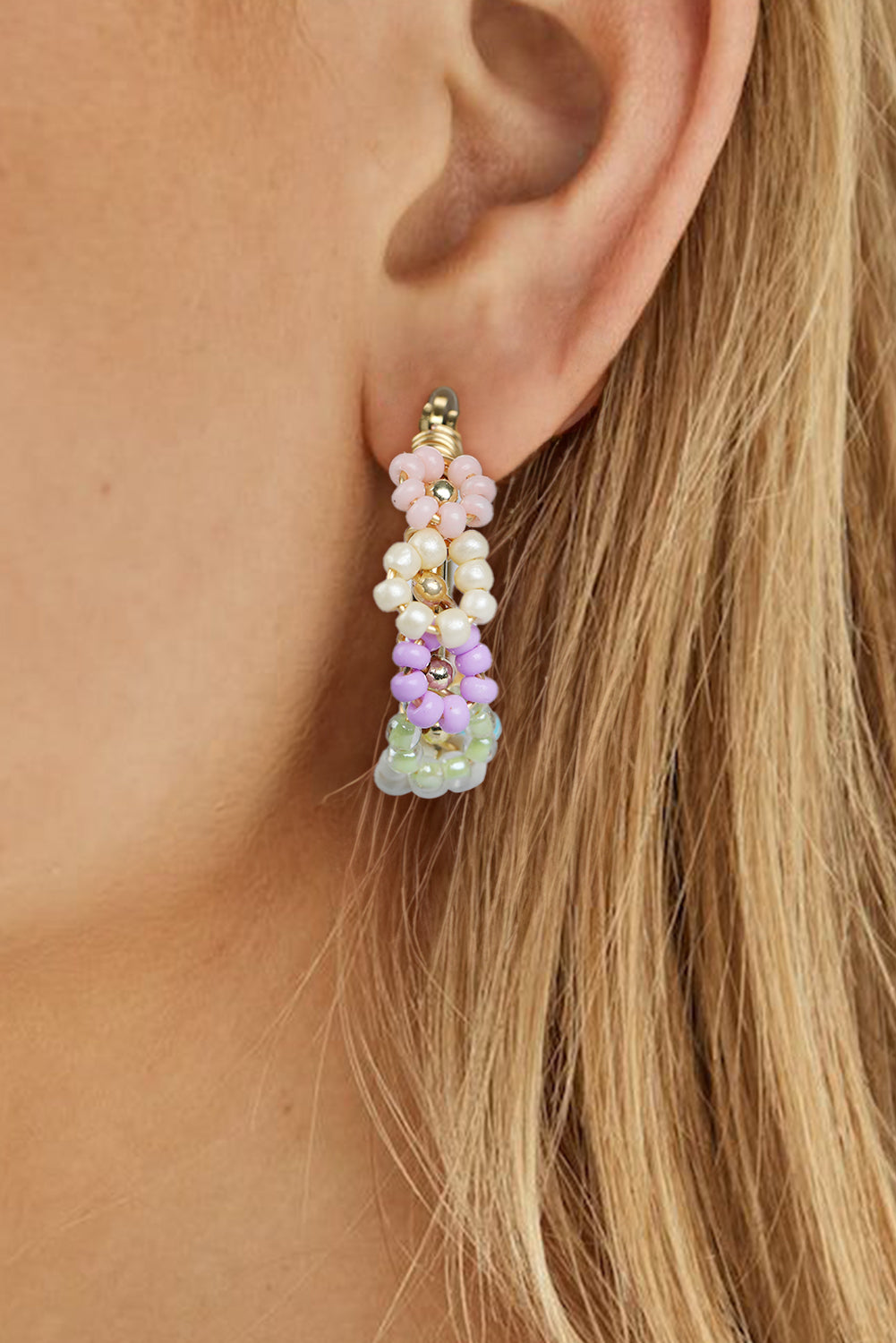 Gold Beaded Flower Hoop Earrings - Get it from Bo