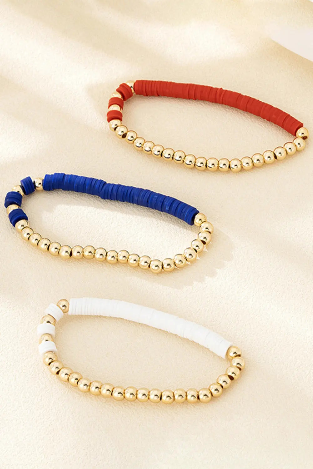 Flag Theme Beaded Triple Layer Bracelets Threaded Pear