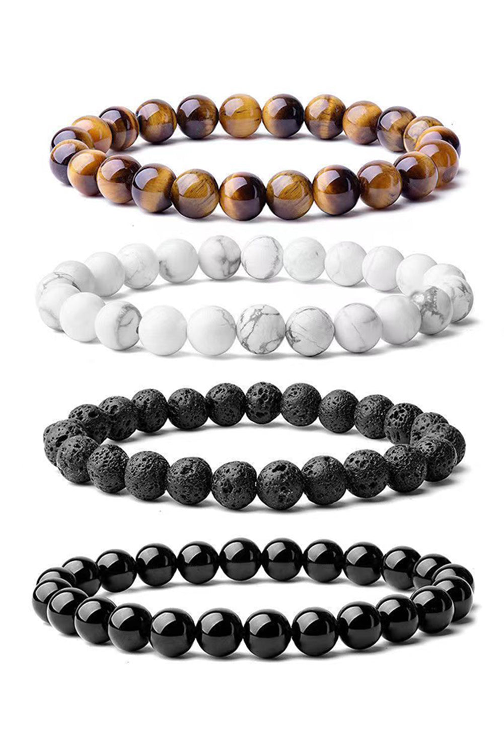 Black Retro Beaded Crystal 4pcs Bracelet Set Threaded Pear