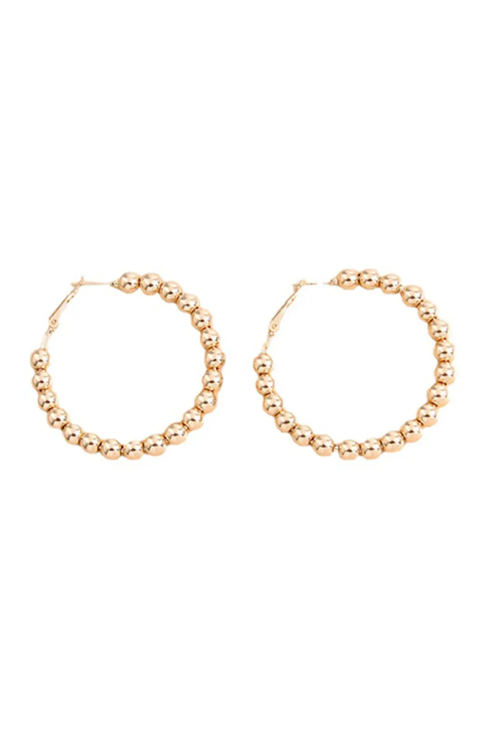 Gold Beads Hoop Earrings Threaded Pear