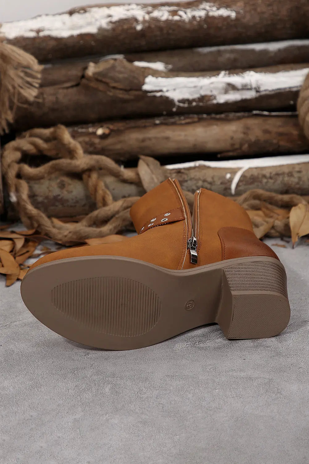 Eyelet Buckled Ankle Boots Threaded Pear
