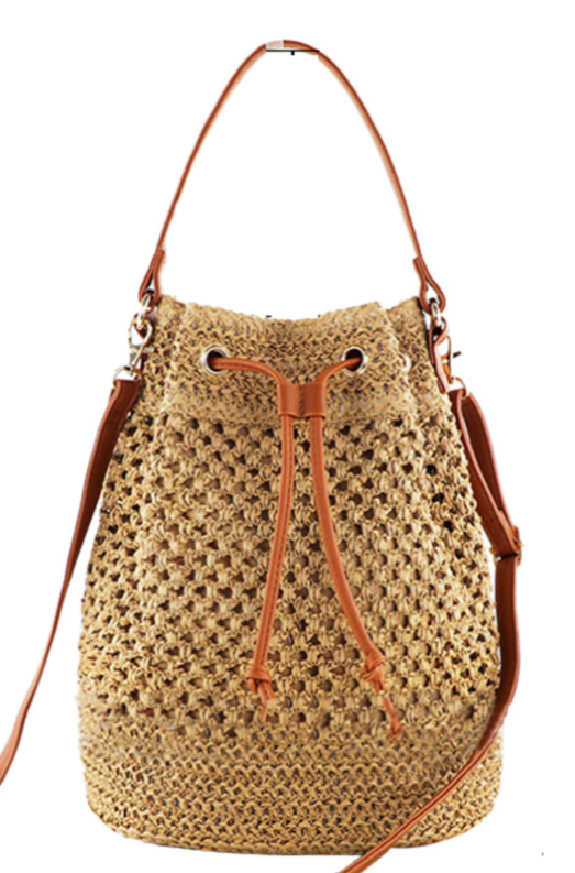 Noah Woven Bucket Bag Threaded Pear