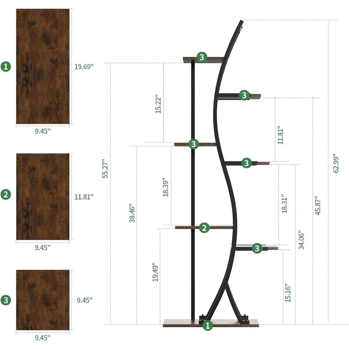 63-inch Tall Modern 6-Shelf Indoor Plant Stand Shelving Unit FastFurnishings