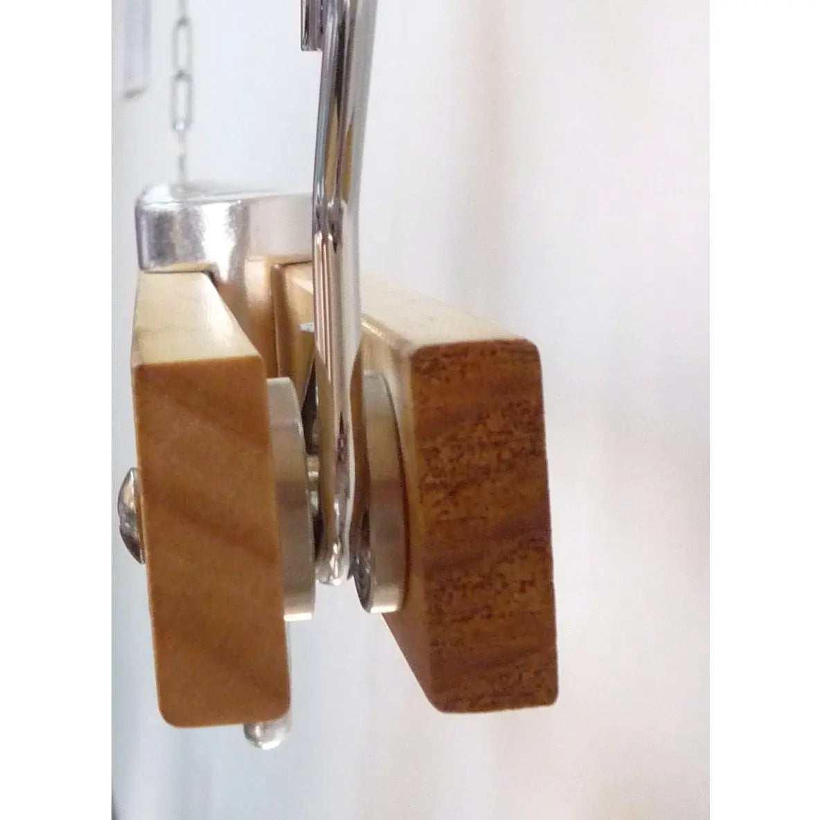 Ceiling Mount Single Bar Wooden Pot Rack with 4 Pan Hooks FastFurnishings