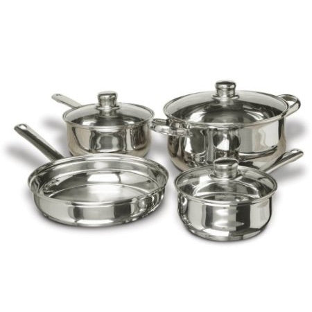 7-Piece Stainless Steel Cookware Set with Tempered Glass Lids FastFurnishings