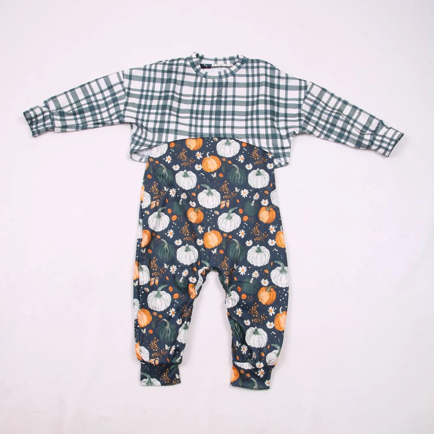 Fall pumpkins honey/ Ollie romper - with snaps - Get it from Bo