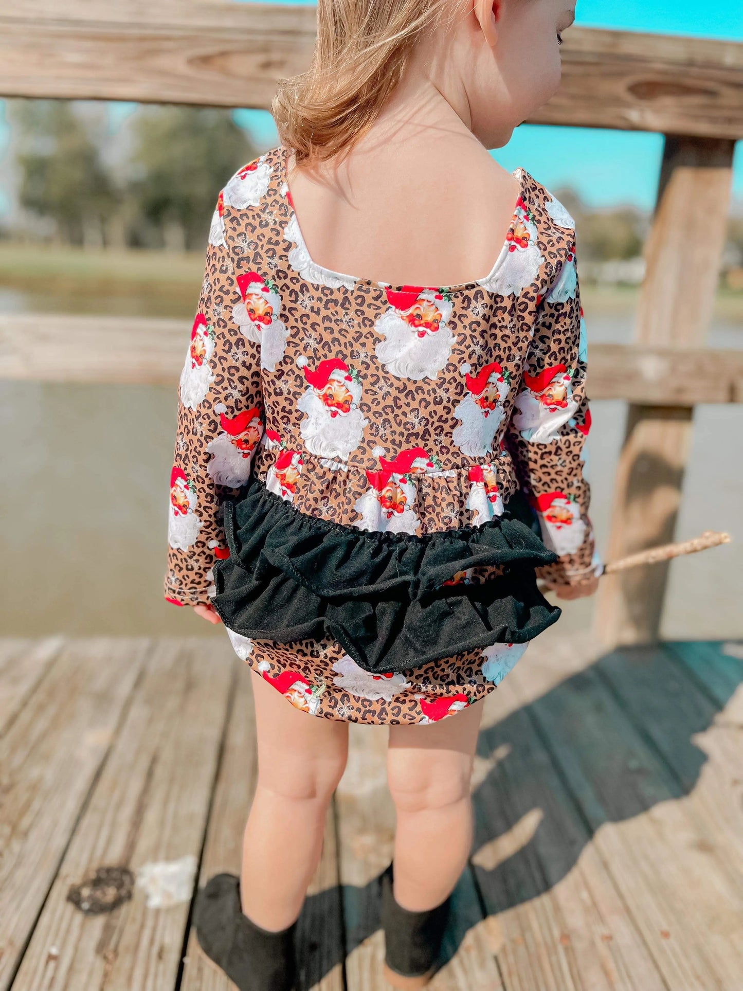 Leopard Santa ruffle romper - Get it from Bo