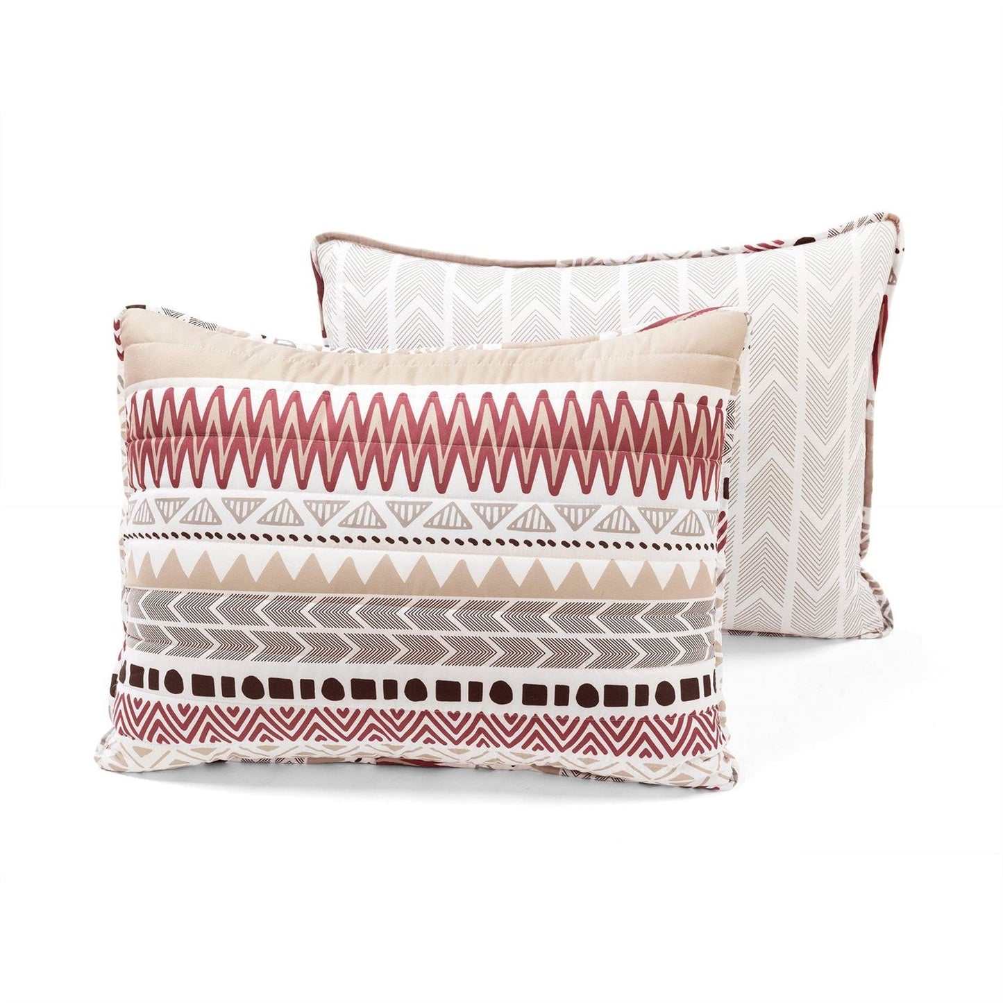 Full/Queen Lightweight Rustic Red Chevron Stripe Reversible 3 Piece Quilt Set FastFurnishings