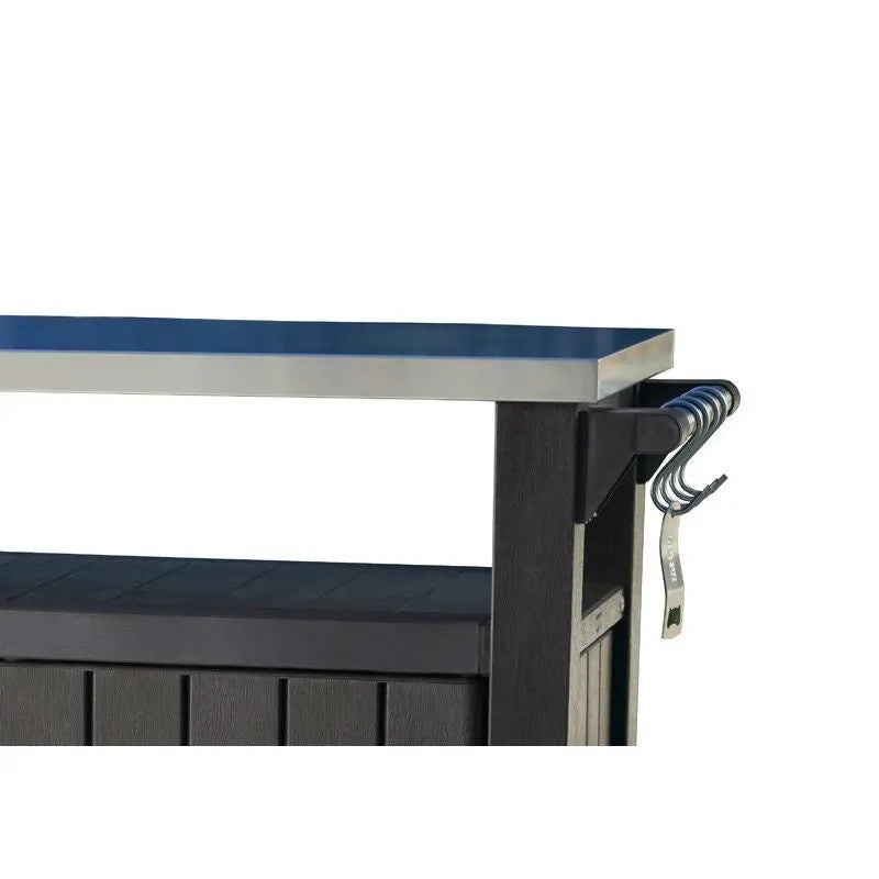 Outdoor Grill Party Caster Bar Serving Cart with Storage Dark Brown FastFurnishings