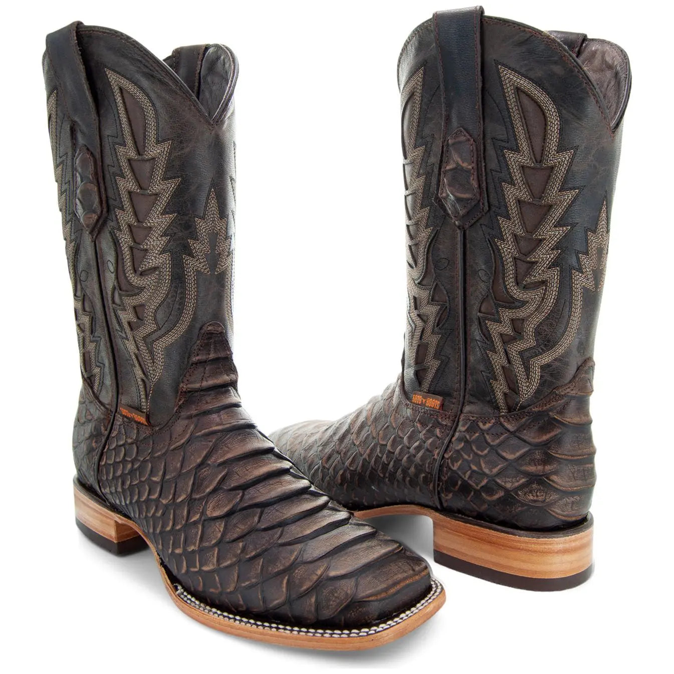 Soto Boots Mens Brown Python Print Boots H50032 Soto Boots