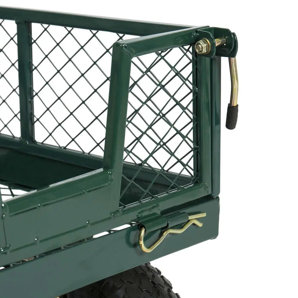 Heavy Duty Green Steel Garden Utility Cart Wagon with Removable Sides FastFurnishings