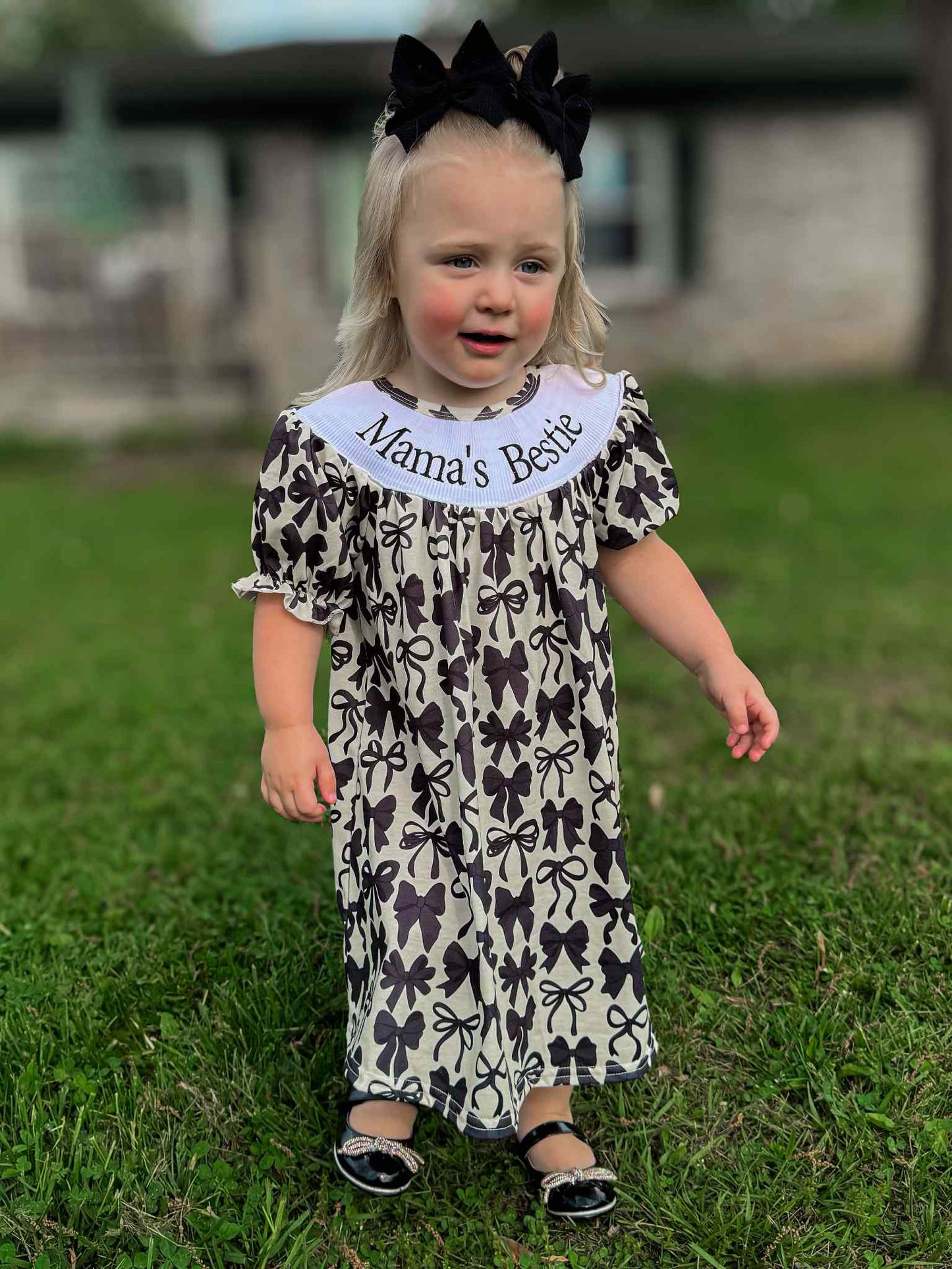 Smocked bows mamas bestie Dress - Get it from Bo