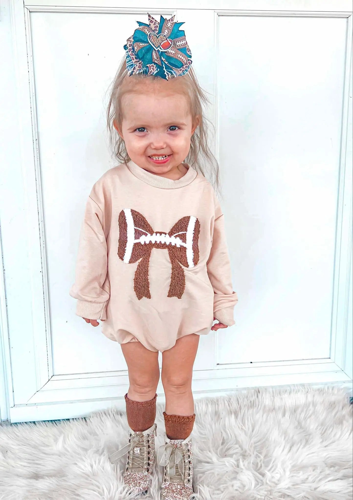 Football bows sweater romper - Get it from Bo