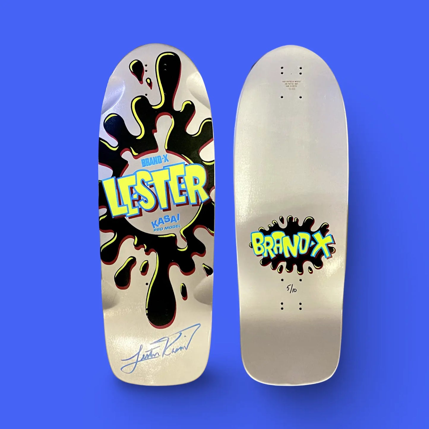 Lester Kasai 10”x30” HAND-PAINTED, NEON, FLOCKED & AUTOGRAPHED Limited Edition Deck (1 of 10) Brand-X Skateboards