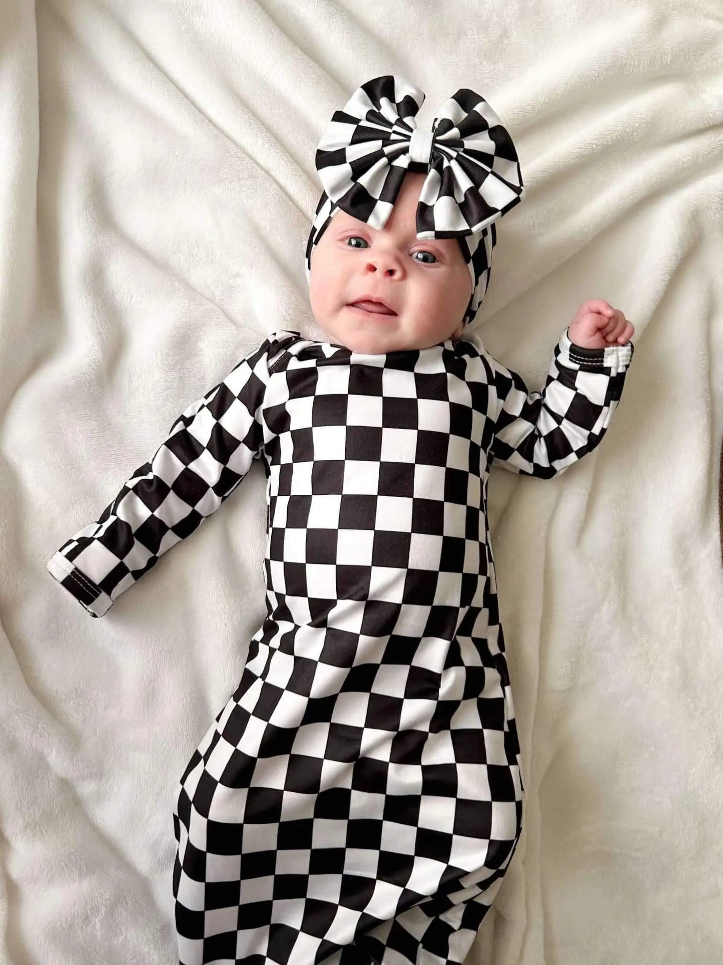 checkered knotted gown and headband set - Get it from Bo