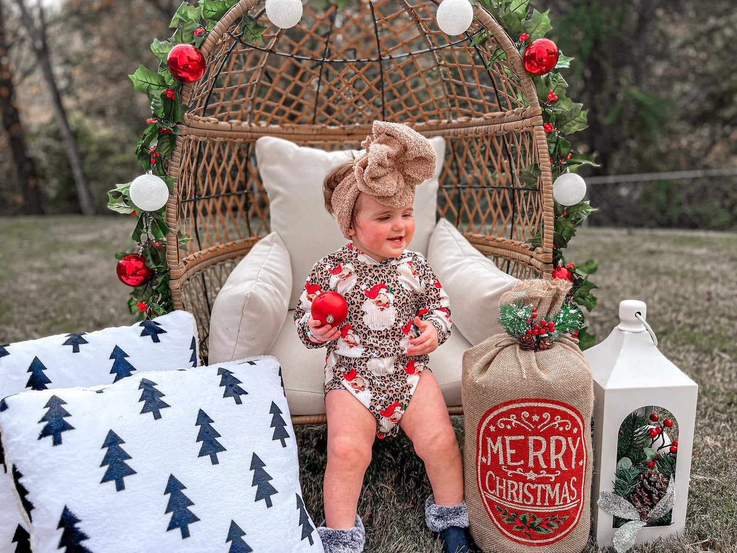 Leopard Santa Ribbed Hooded romper - Get it from Bo