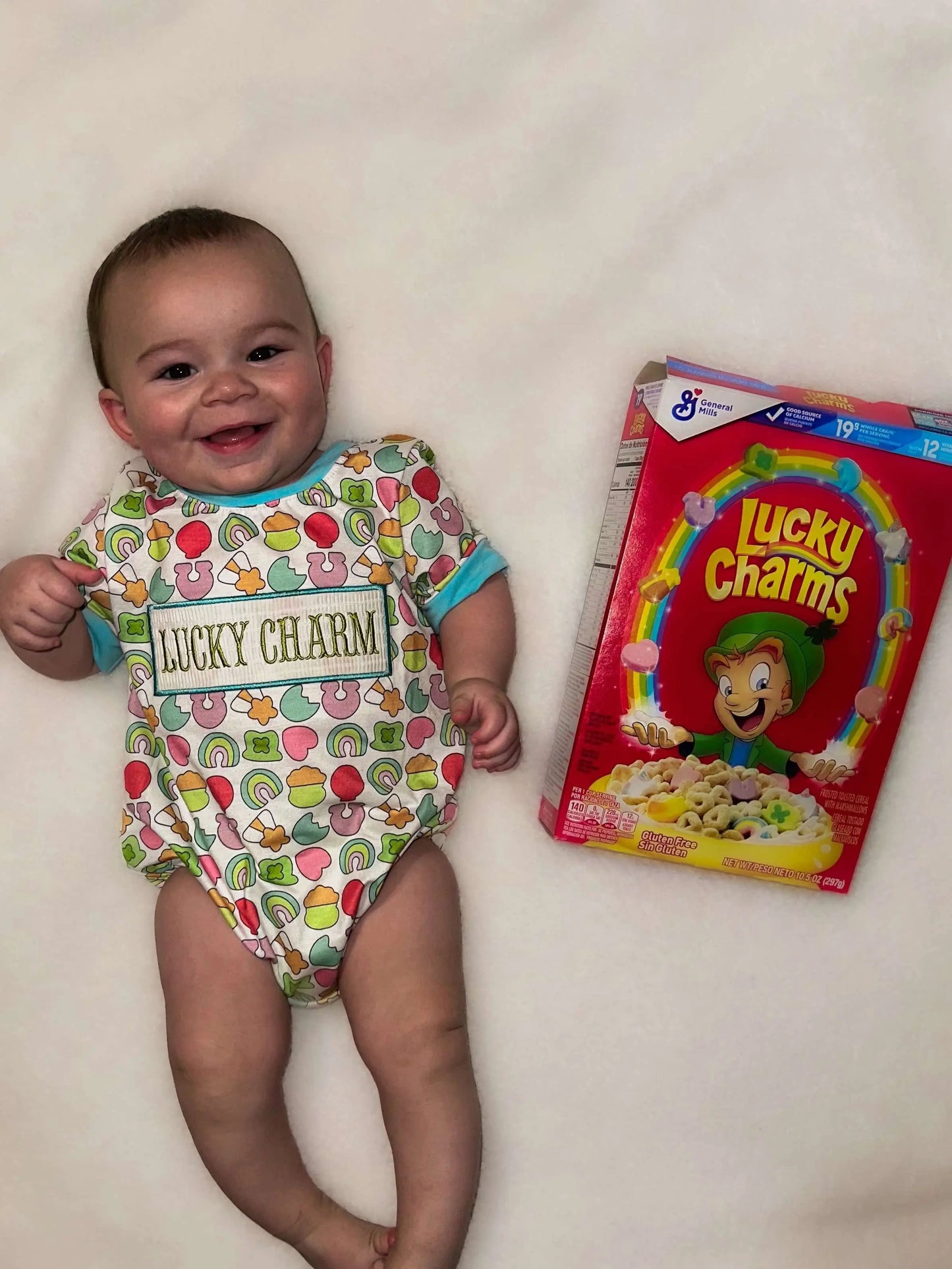Smocked lucky charm boy romper - Get it from Bo