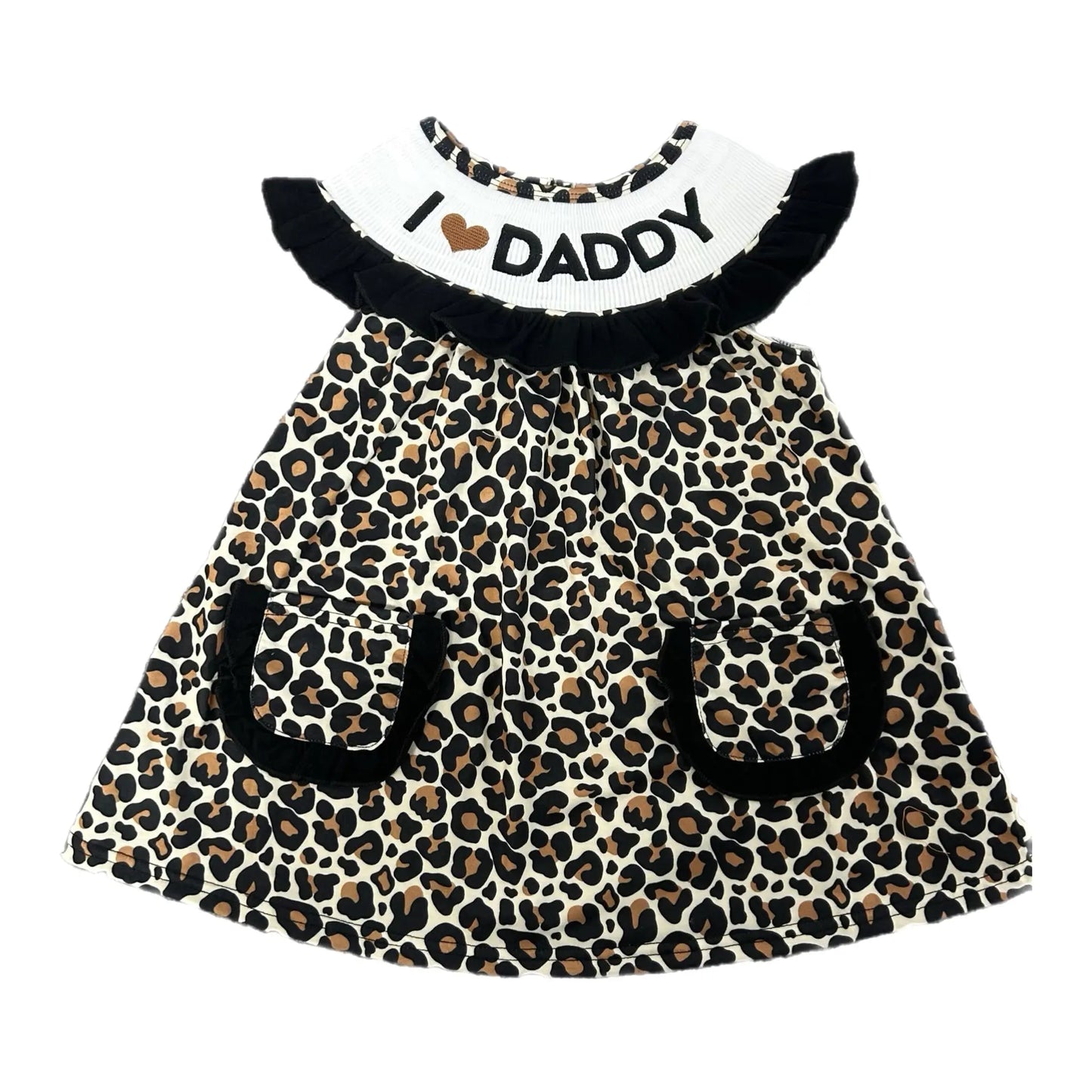 Smocked leopard I love daddy Dress - Get it from Bo