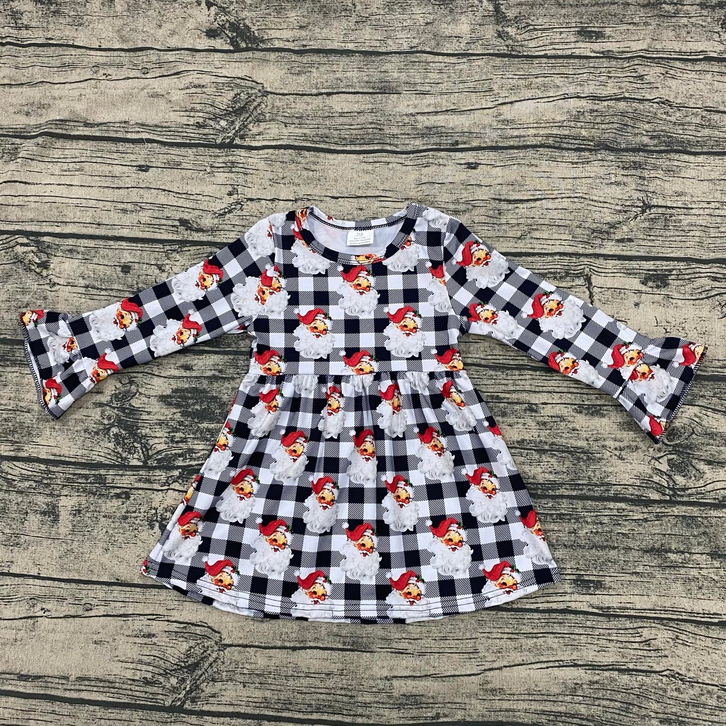 Checkered santa bell sleeve dress - Get it from Bo