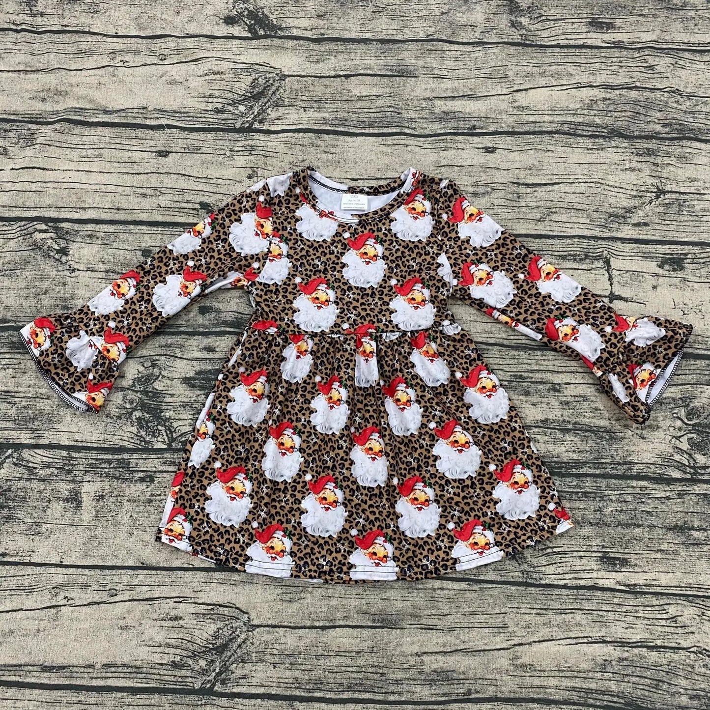 Leopard santa bell sleeve dress - Get it from Bo