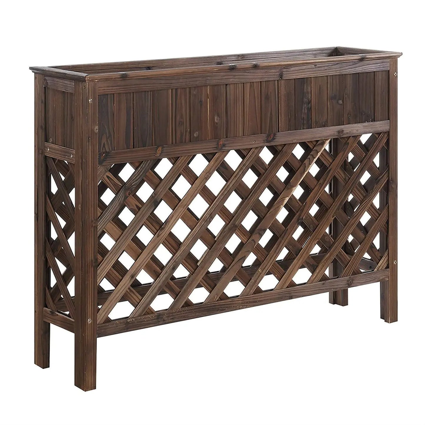 Large Raised Patio Planter Weathered Cedar L 48" x W 12.5" x 35.5" FastFurnishings