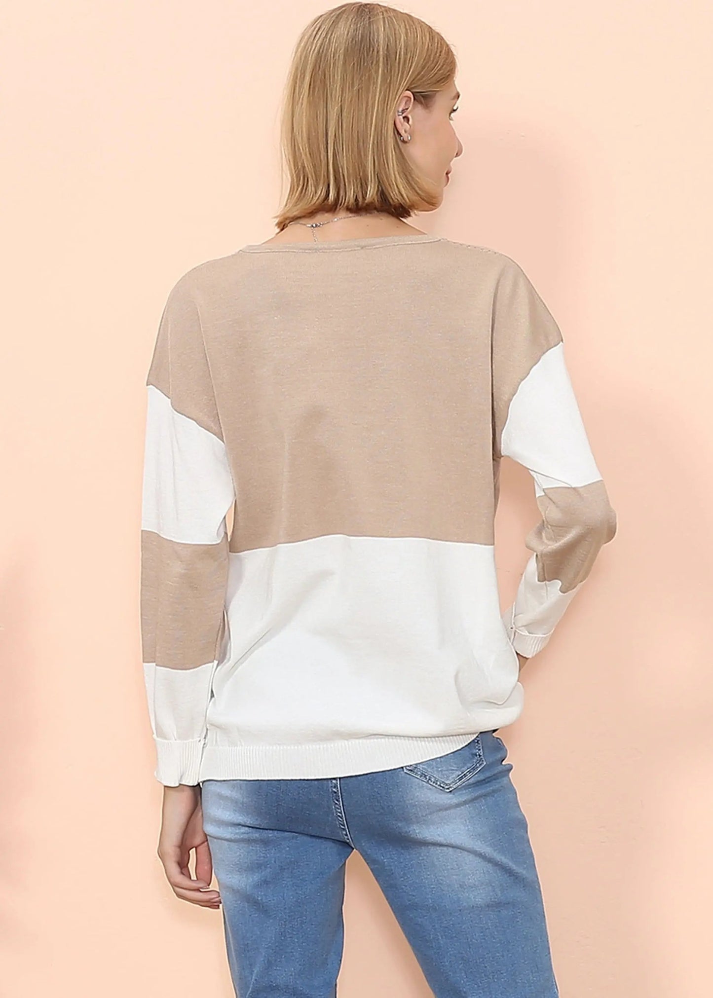 Color Block Net Detail Sweater Anna-Kaci Wholesale