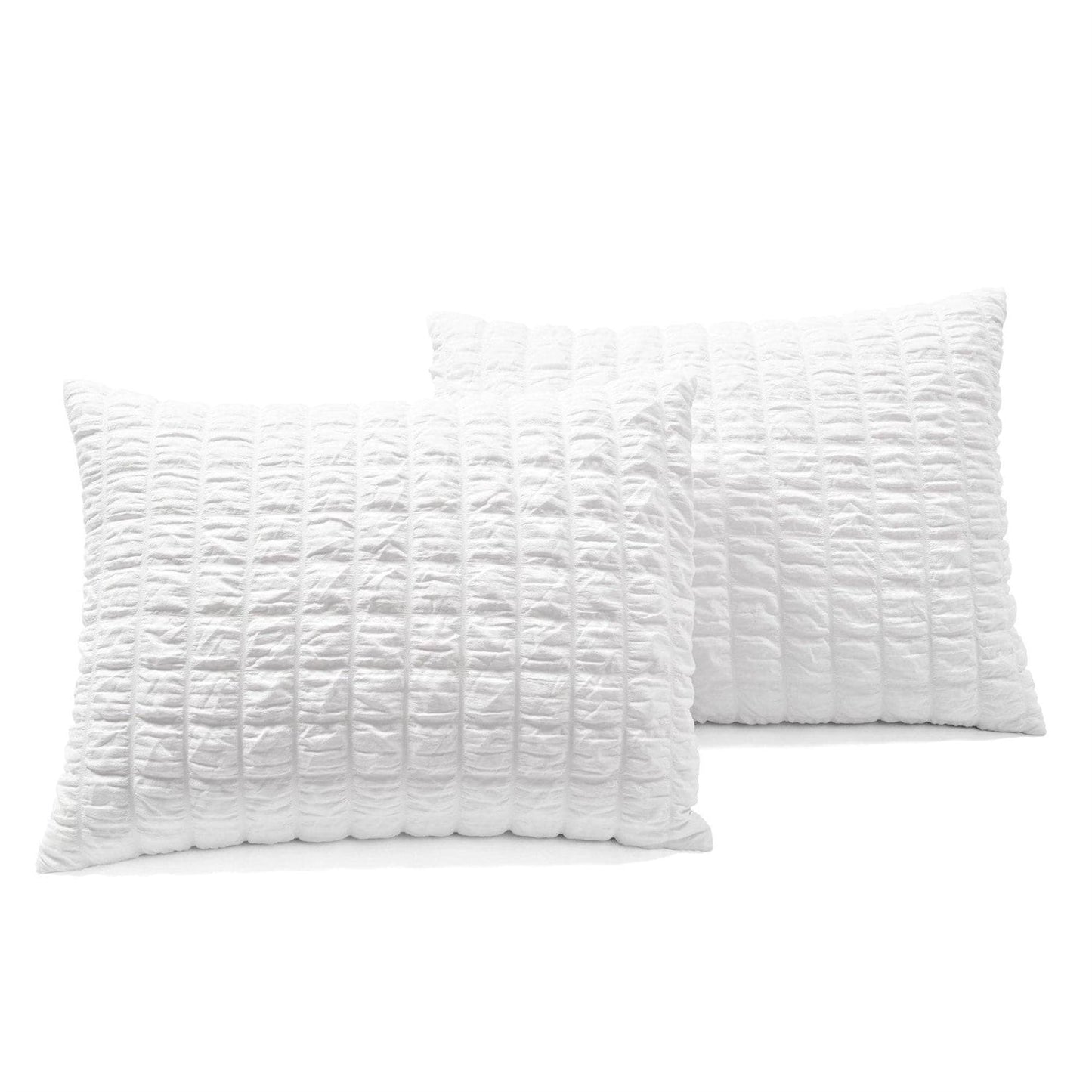 King Size Crinkled Textured 3 Piece Comforter Set White FastFurnishings