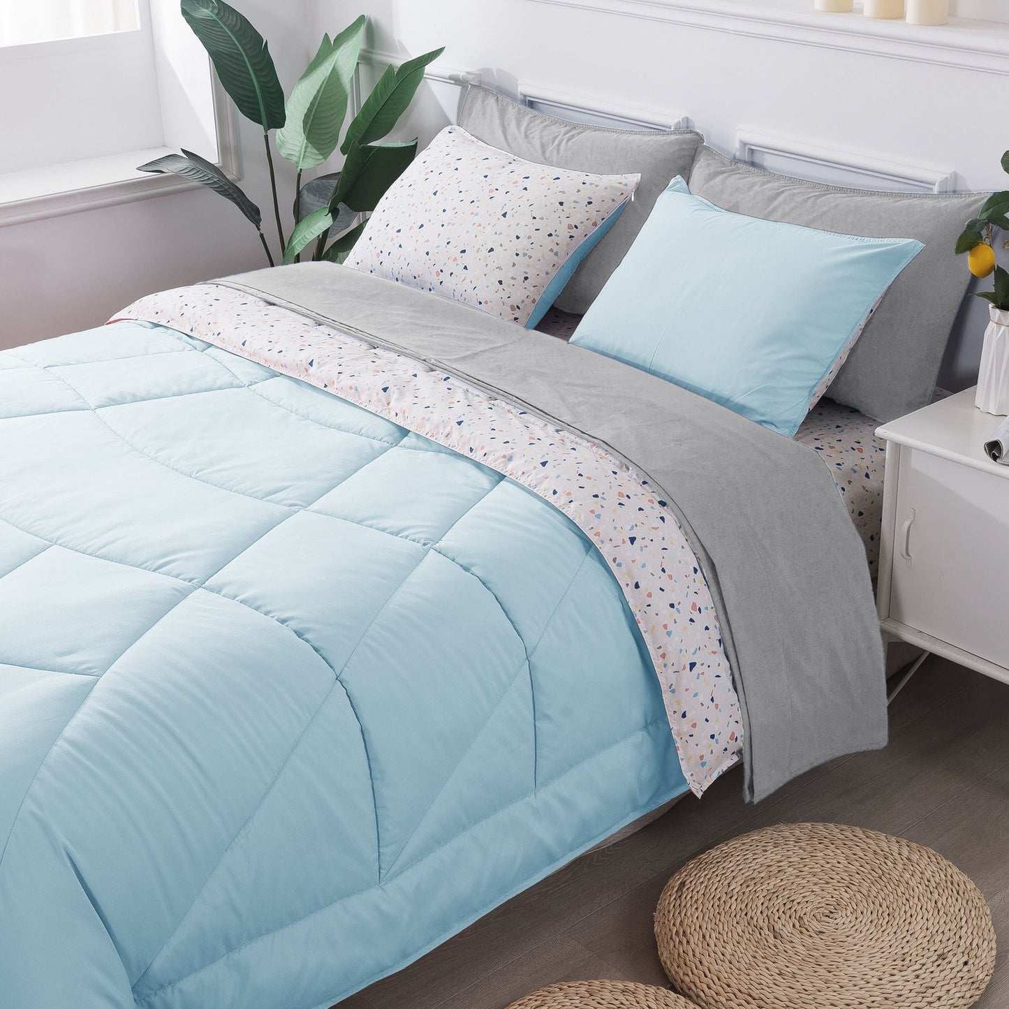 Kasentex Reversible 5 and 7 Piece Ultra Soft Cozy Bed Comforter Sets, Room Decor Kasentex