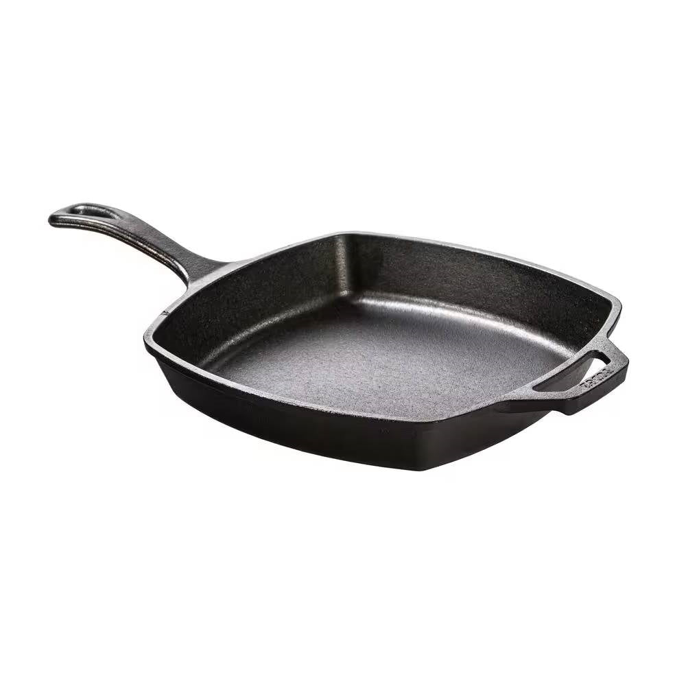 10.5-inch Square Cast Iron Skillet Frying Pan - Made in USA FastFurnishings