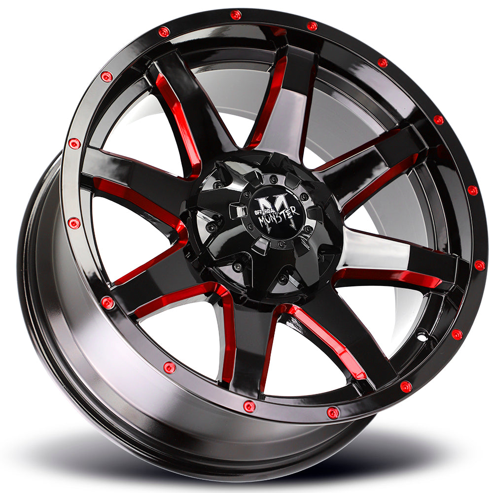 M08 Gloss Black Candy Red Milled Off Road Monster