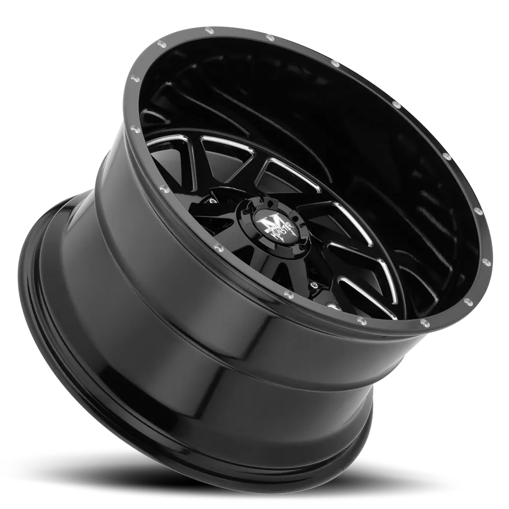 M12 Gloss Black Milled Off Road Monster