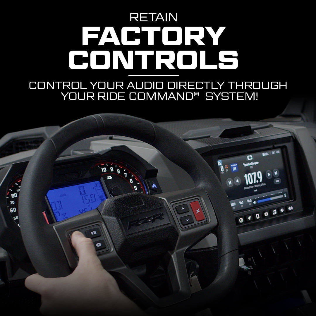 RZR® Pro Series Ride Command Front & Rear RCA Output + Speaker Wire & Remote | UTVS-PRO-RC-RCA-OUT Dunes 2 Dezert SXS