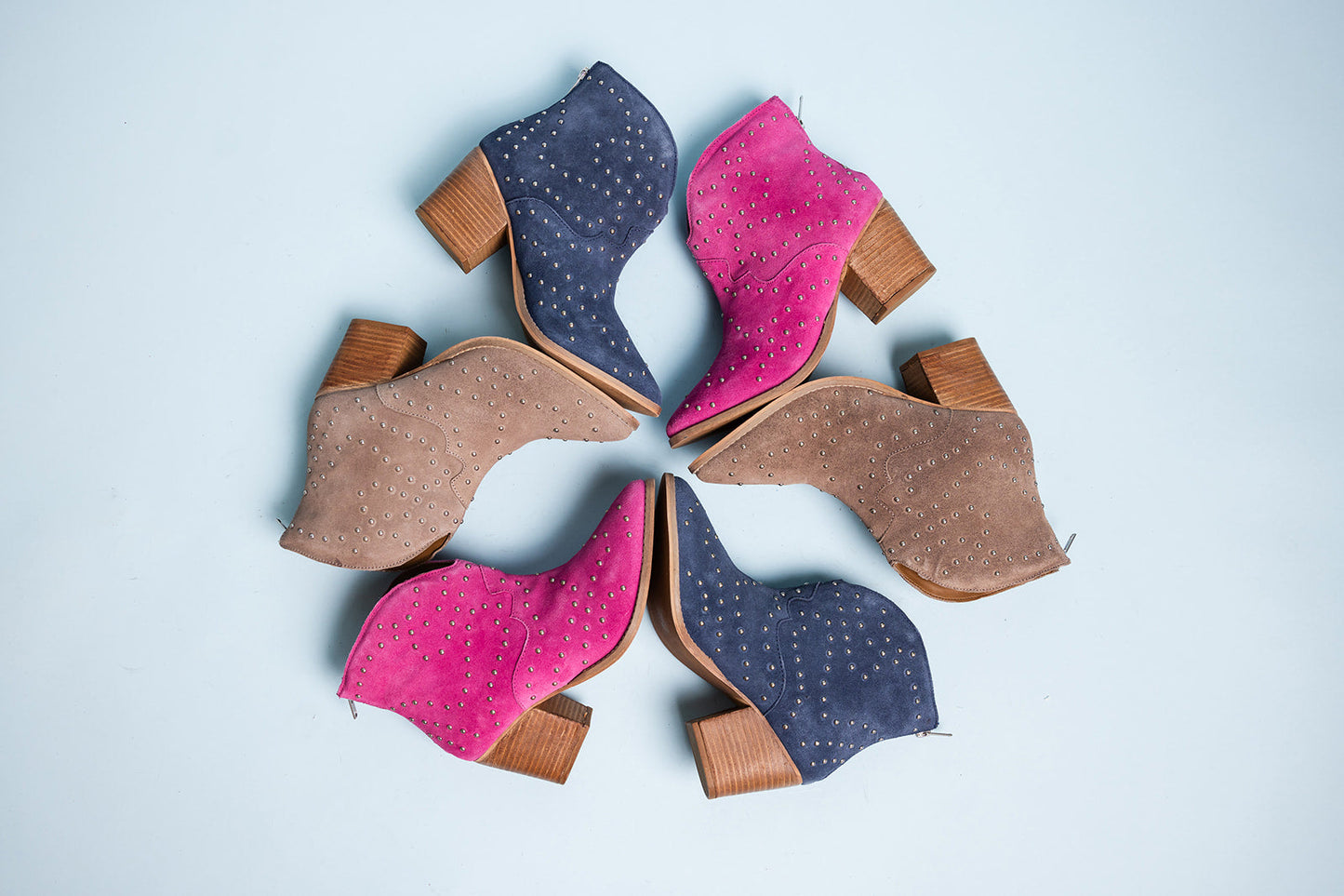 Twilight Studded Heeled Ankle Boot in Magenta Naughty Monkey