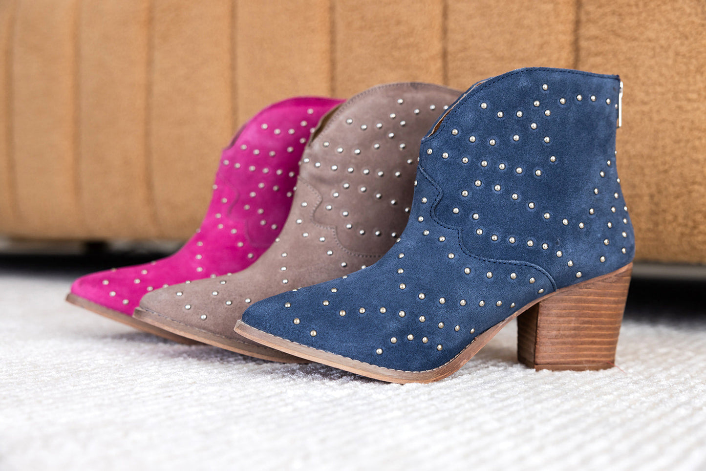 Twilight Studded Heeled Ankle Boot in Magenta Naughty Monkey