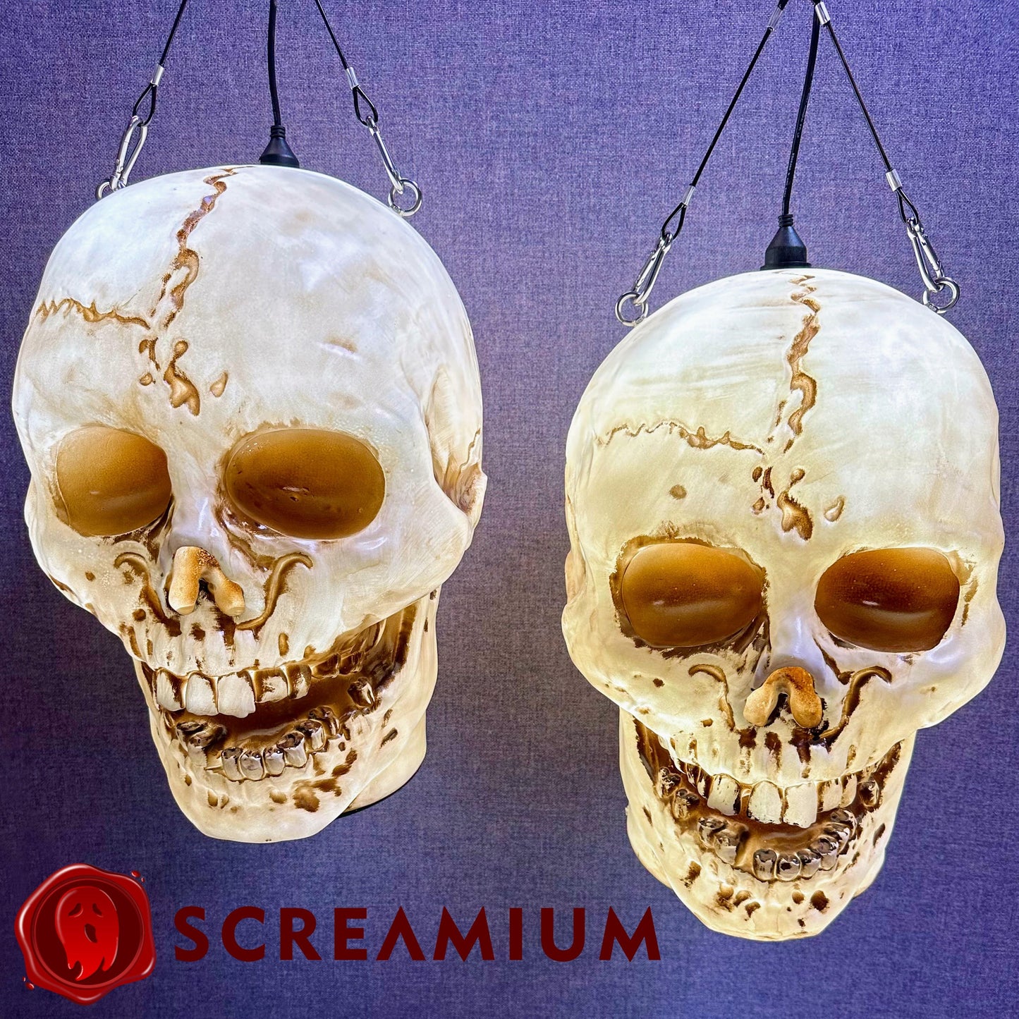 Giant Skull Pendant Lantern Prop 20-Inch-Tall Waterproof Outdoor Halloween Decoration SCREAMIUM