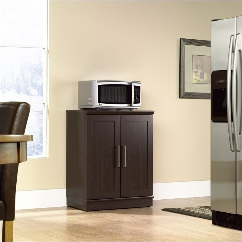 Contemporary Kitchen Storage Microwave Cabinet in Dark Oak FastFurnishings