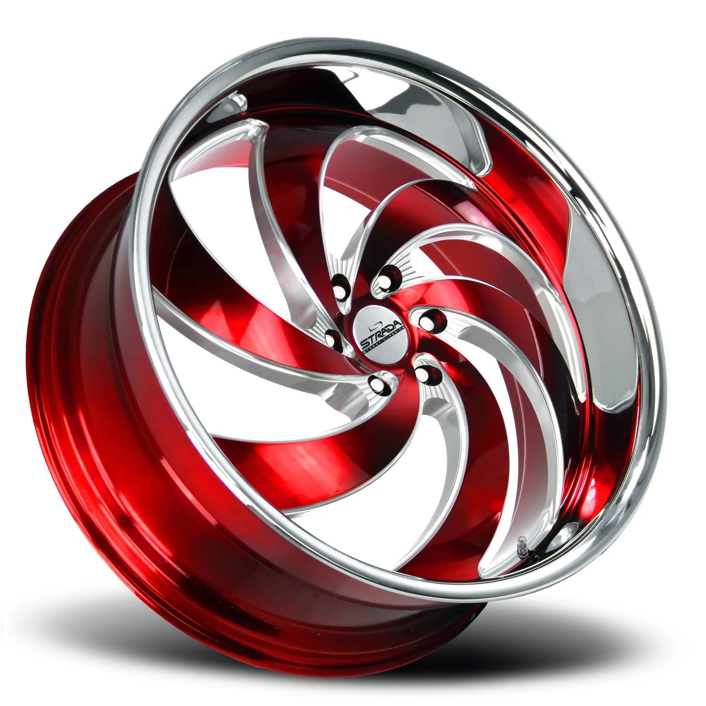 Retro 6 Candy Red Milled Stainless Steel Lip Strada Street Classics