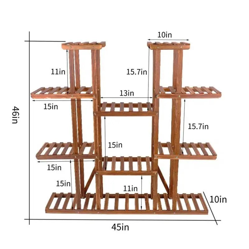 Solid Wood Indoor Outdoor 11-Tier Plant Stand FastFurnishings