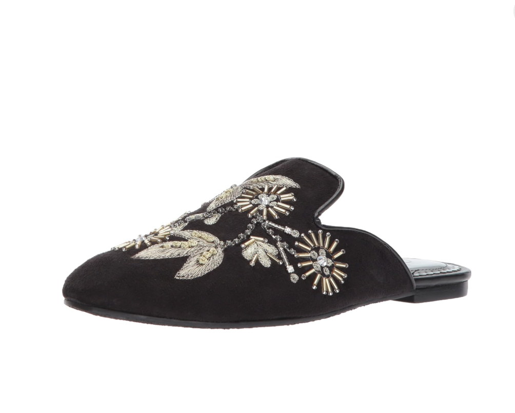 Floral Island Flats in Black Naughty Monkey