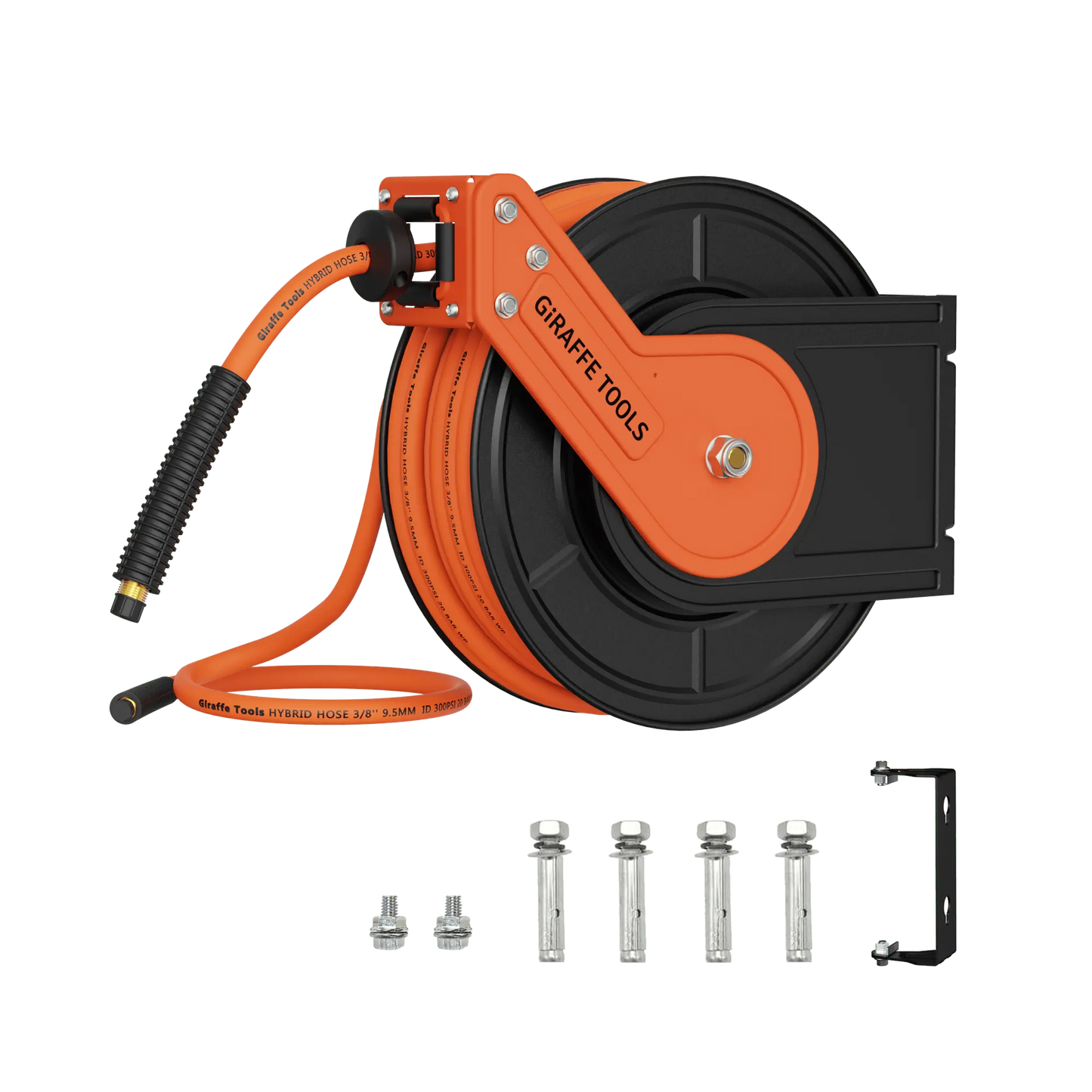 Retractable Air Hose Reel-Alloy Steel Reel-3/8in 25ft-50ft Giraffe Tools US