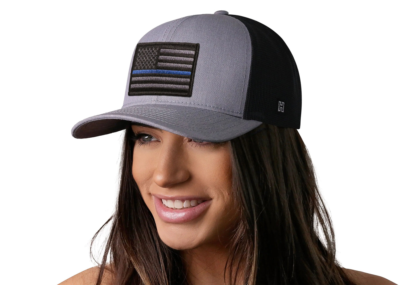 Thin Blue Line Trucker Hat | Gray-Black Police Tactical Snapback