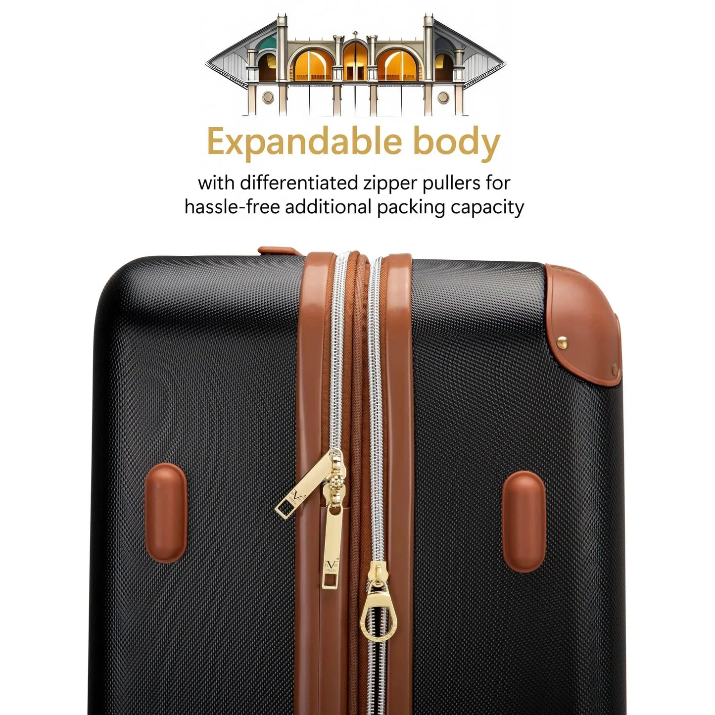 Vintage 3 Piece Expandable Retro Luggage Set Travellty