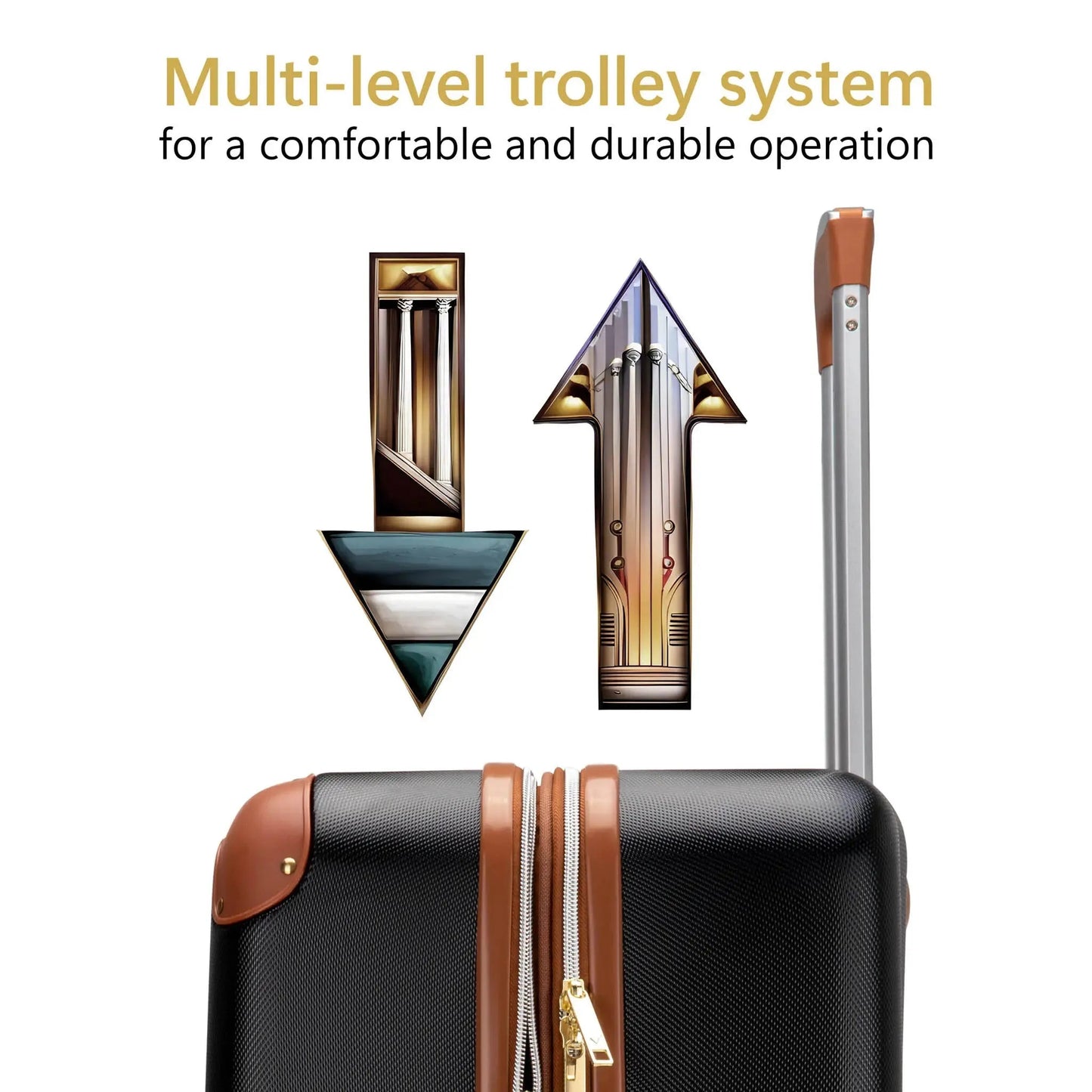 Vintage 3 Piece Expandable Retro Luggage Set Travellty