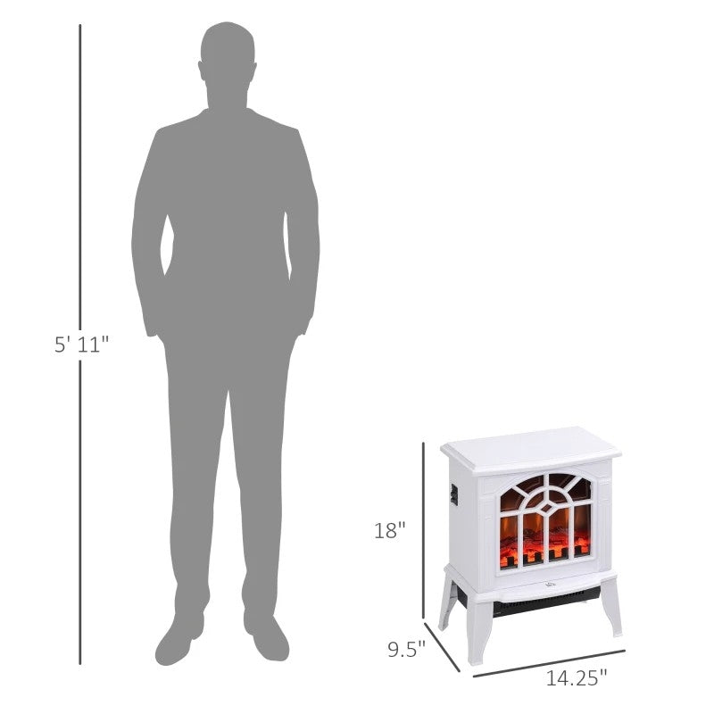 White Electric Fireplace Heater with Realistic Log Flame LED FastFurnishings