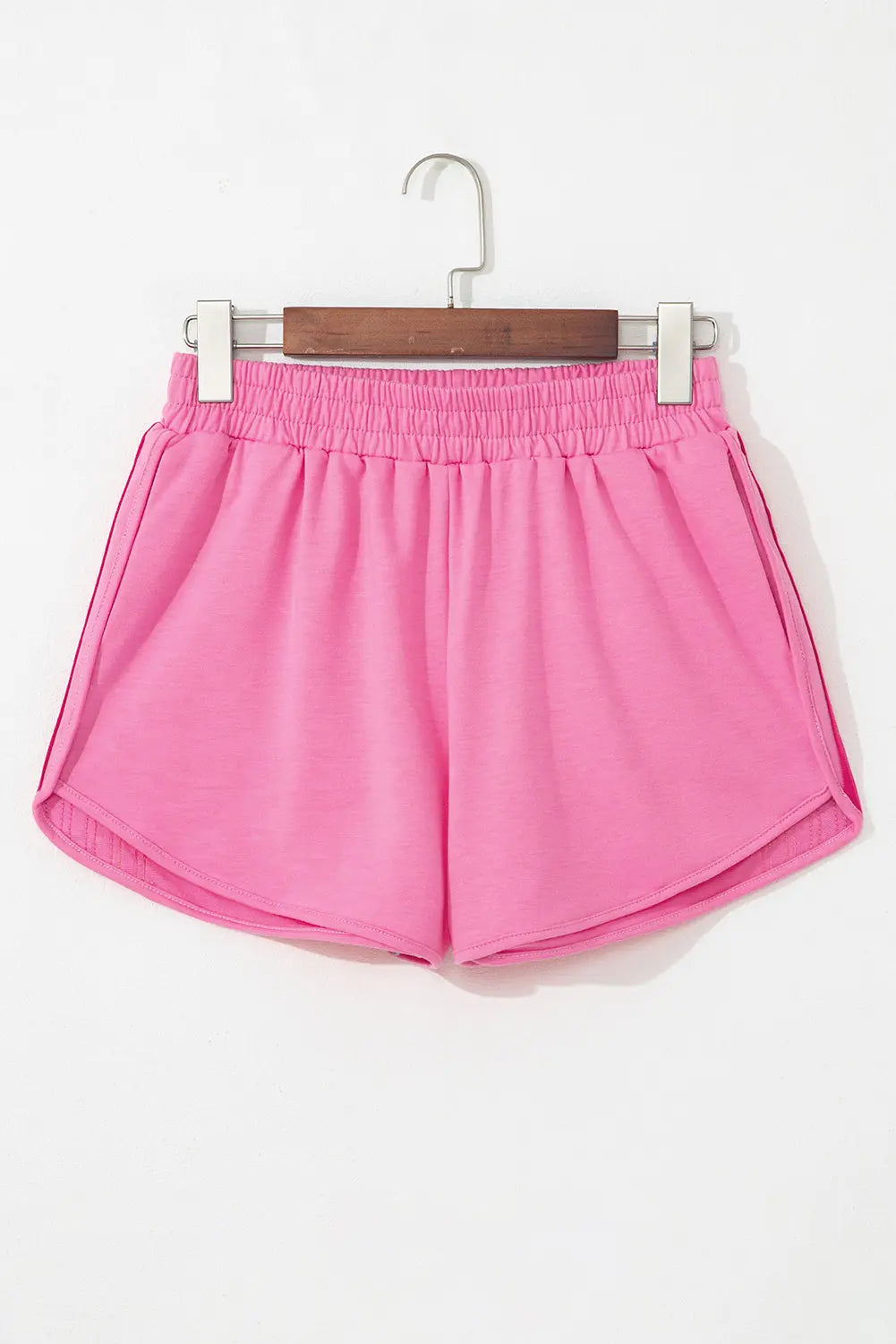 April Color Stripes Elastic High Waist Active Shorts Threaded Pear