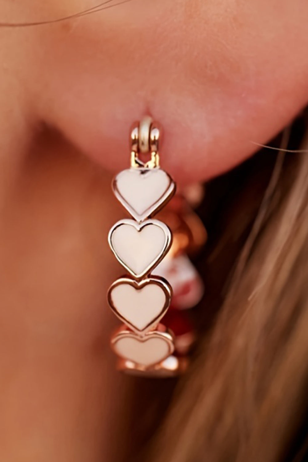 Heart Shape Small Hook Earrings Threaded Pear