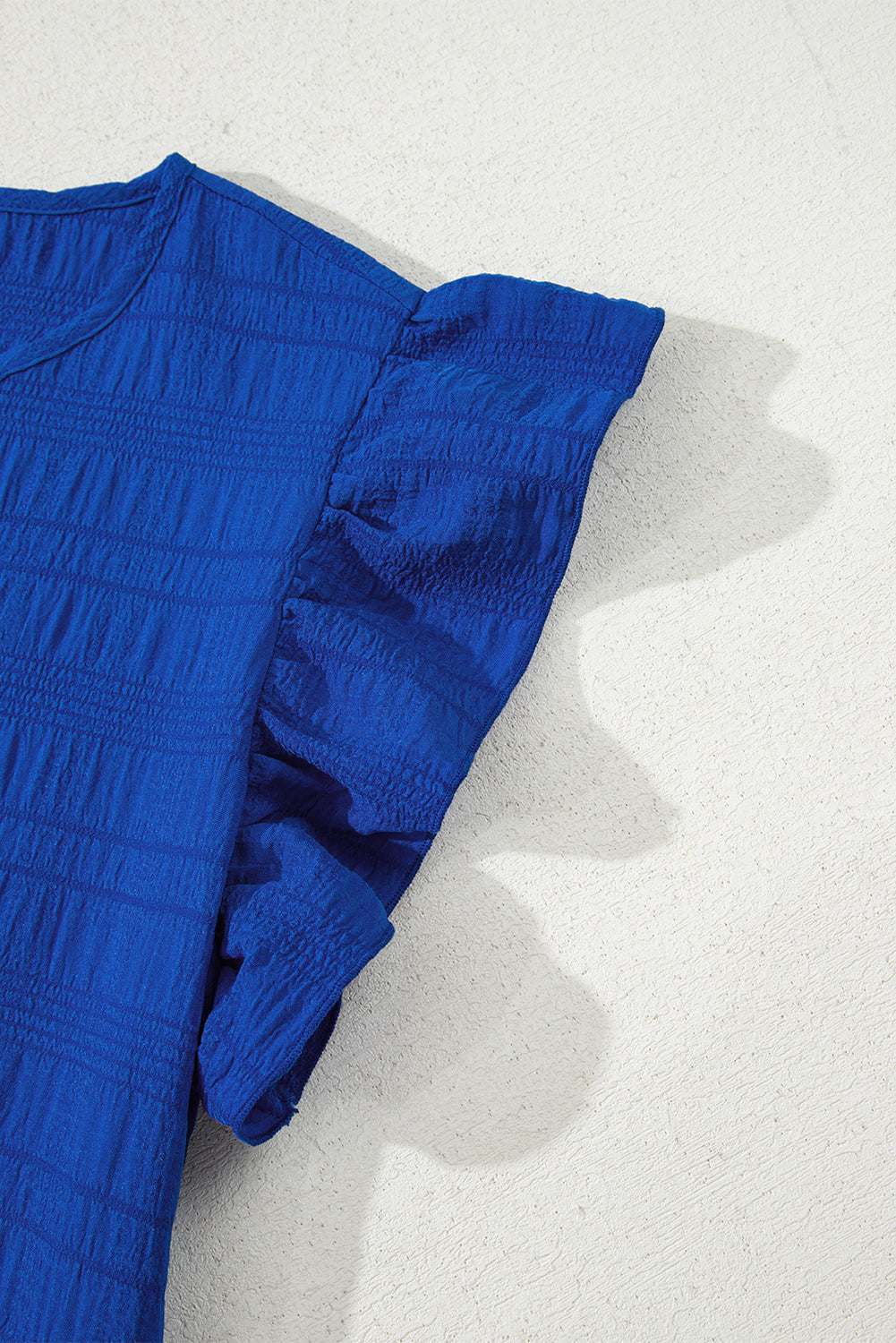 Claire Textured Flutter Sleeve Ruffled Mini Dress Threaded Pear